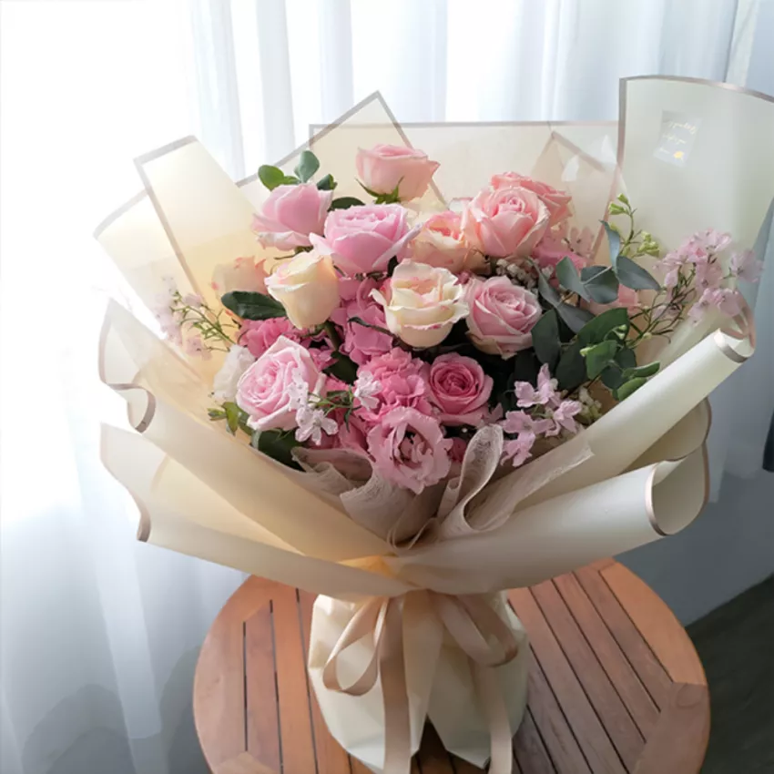 進口粉玫瑰花束