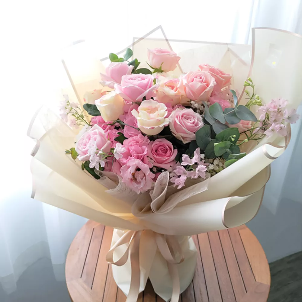 進口粉玫瑰花束