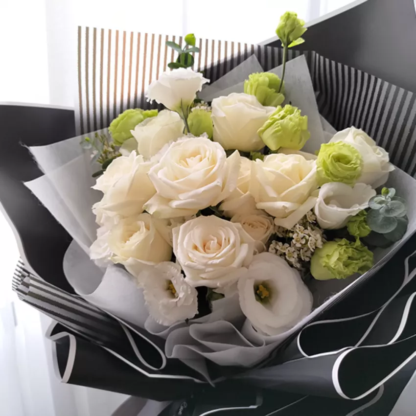 進口白玫瑰花束