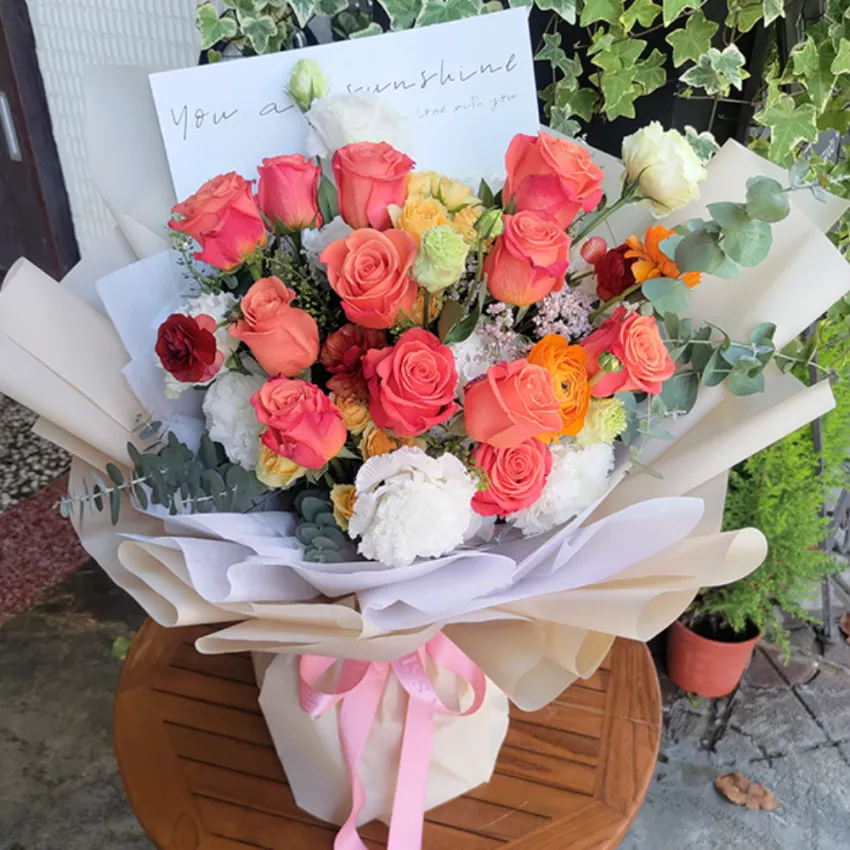進口愛馬仕橘玫瑰花束