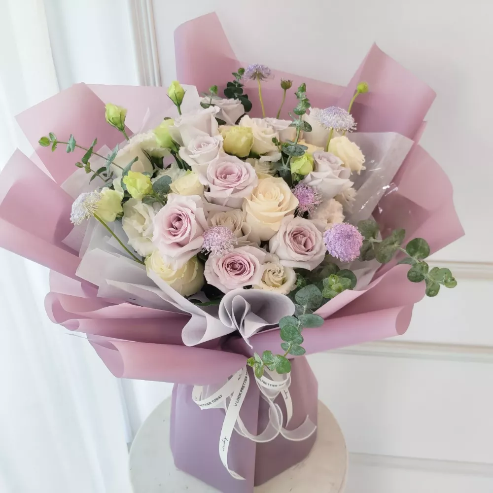 進口紫白色系花束