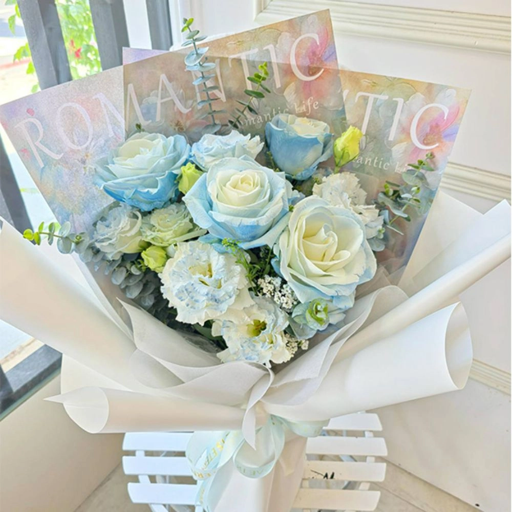 進口碎冰藍玫瑰花束