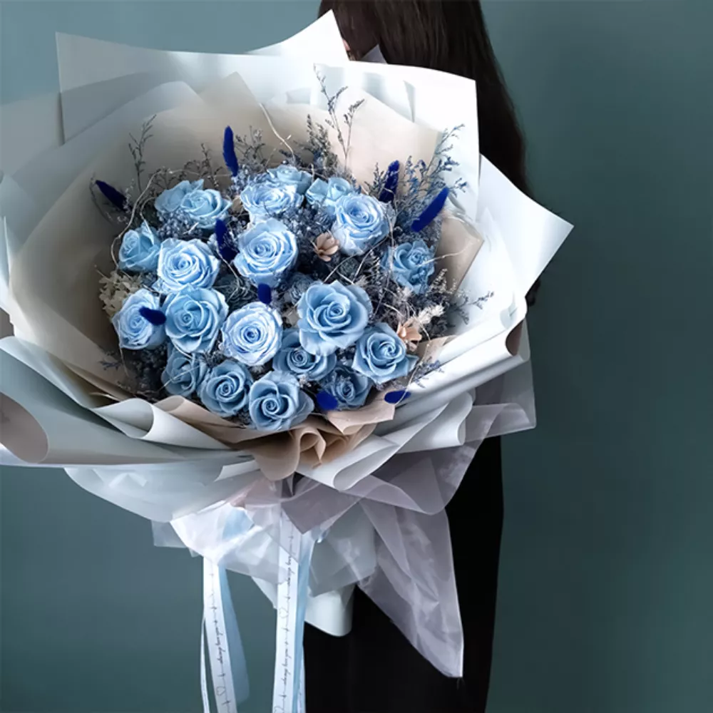 水藍色永生巨大花束