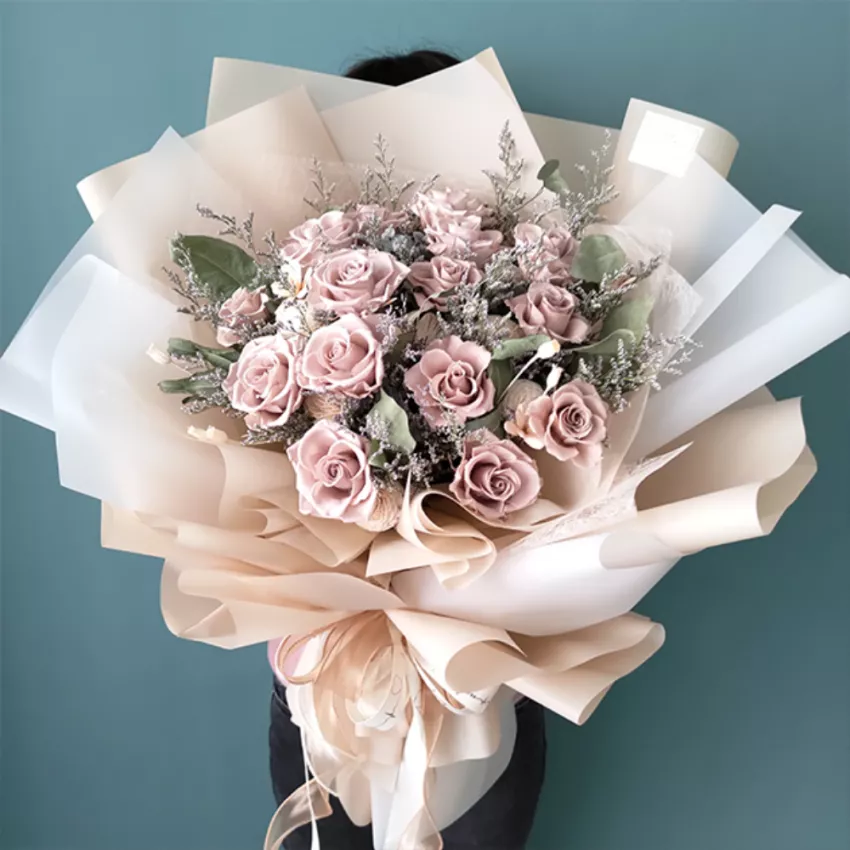 藕色永生巨大花束