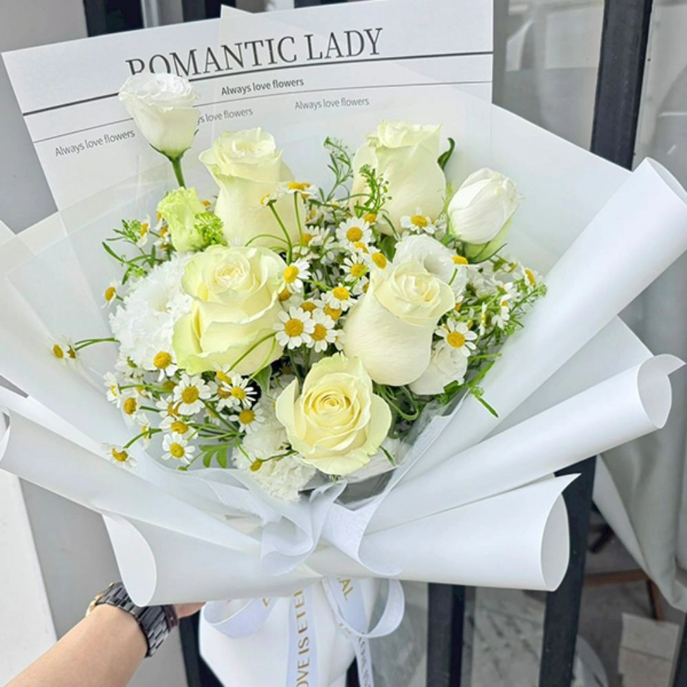 進口白玫瑰花束 