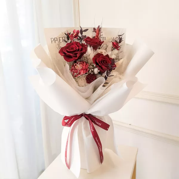 紅色永生花束