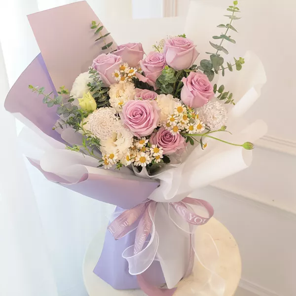 進口紫玫瑰花束  