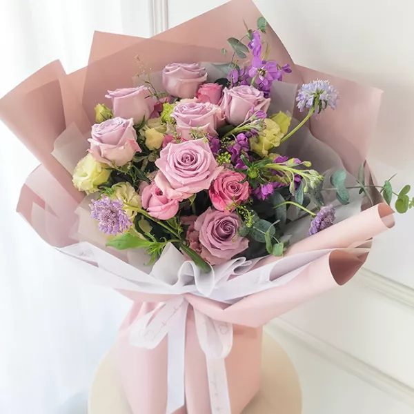 進口紫玫瑰花束  