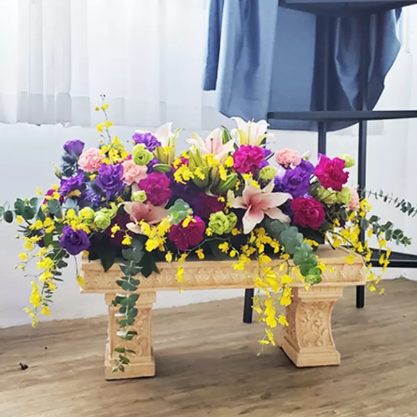 紫黃色系長形桌花 