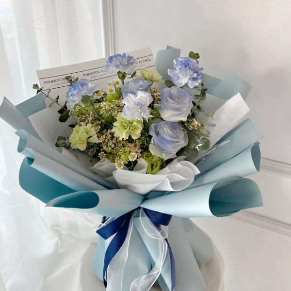 藍白色花束M0012