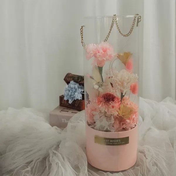 粉色康乃馨花盒