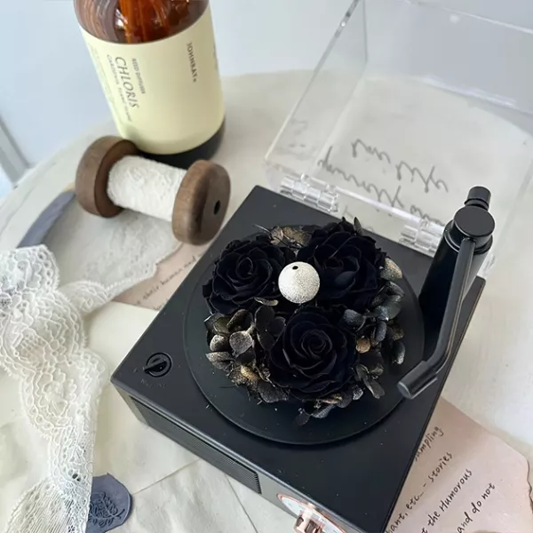 黑色永生花藍芽音響充電款