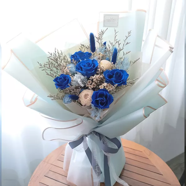 深藍色永生花束