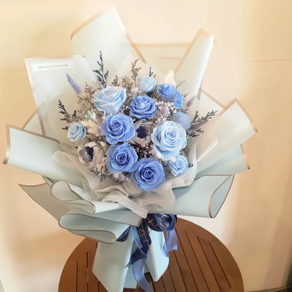 水藍色永生巨大花束