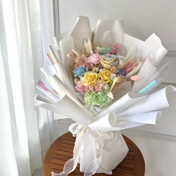 彩色永生花大花束