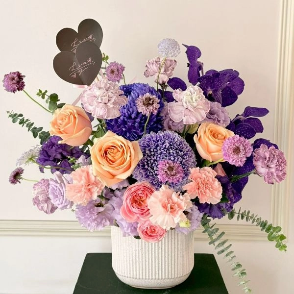 紫色系母親節桌花