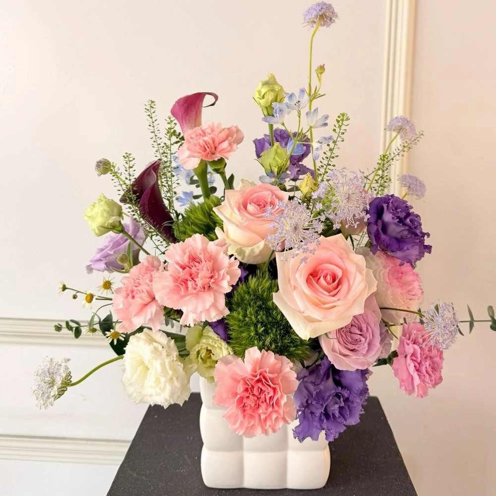 粉紫色系母親節桌花